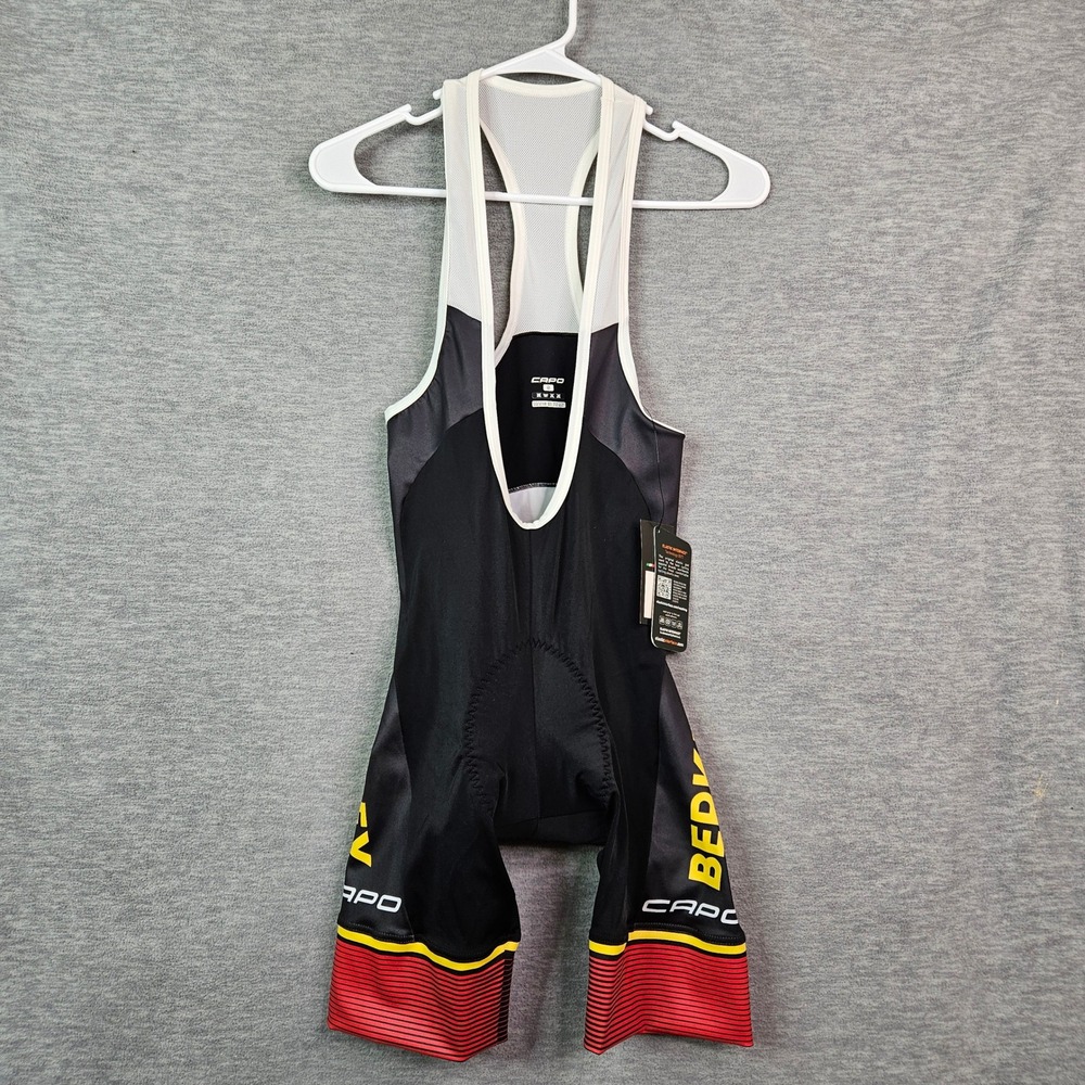 Capo Berkeley Cycling Team Bib Shorts Men Small Black Yellow Red Made in Italy